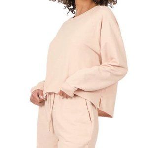 Pink French Terry Matching Sweater Shorts Set